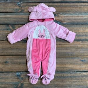 Lullababy 3-6mo Infant Girl Pink Bunny Bunting Snowsuit